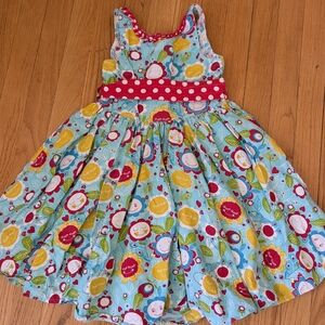 Jelly The Pug Blue and Red Floral Kids Dress